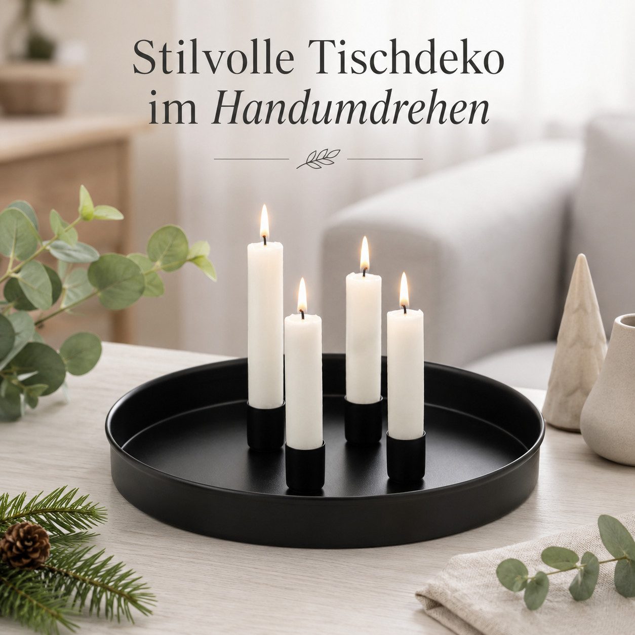 BOLTZE Kerzenständer Boltze Home Kerzenleuchter Margo rund schwarz Ø 25 cm