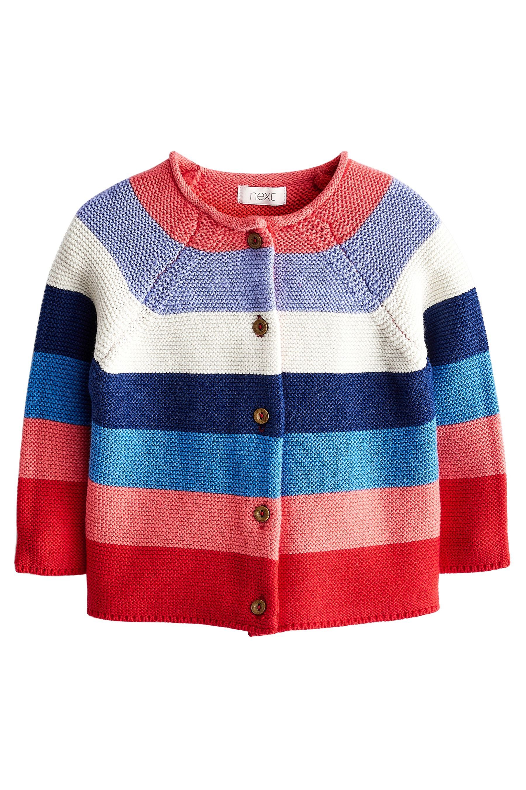 Next Strickjacke Gestreifter Cardigan (1-tlg) RED, BLUE, WHITE