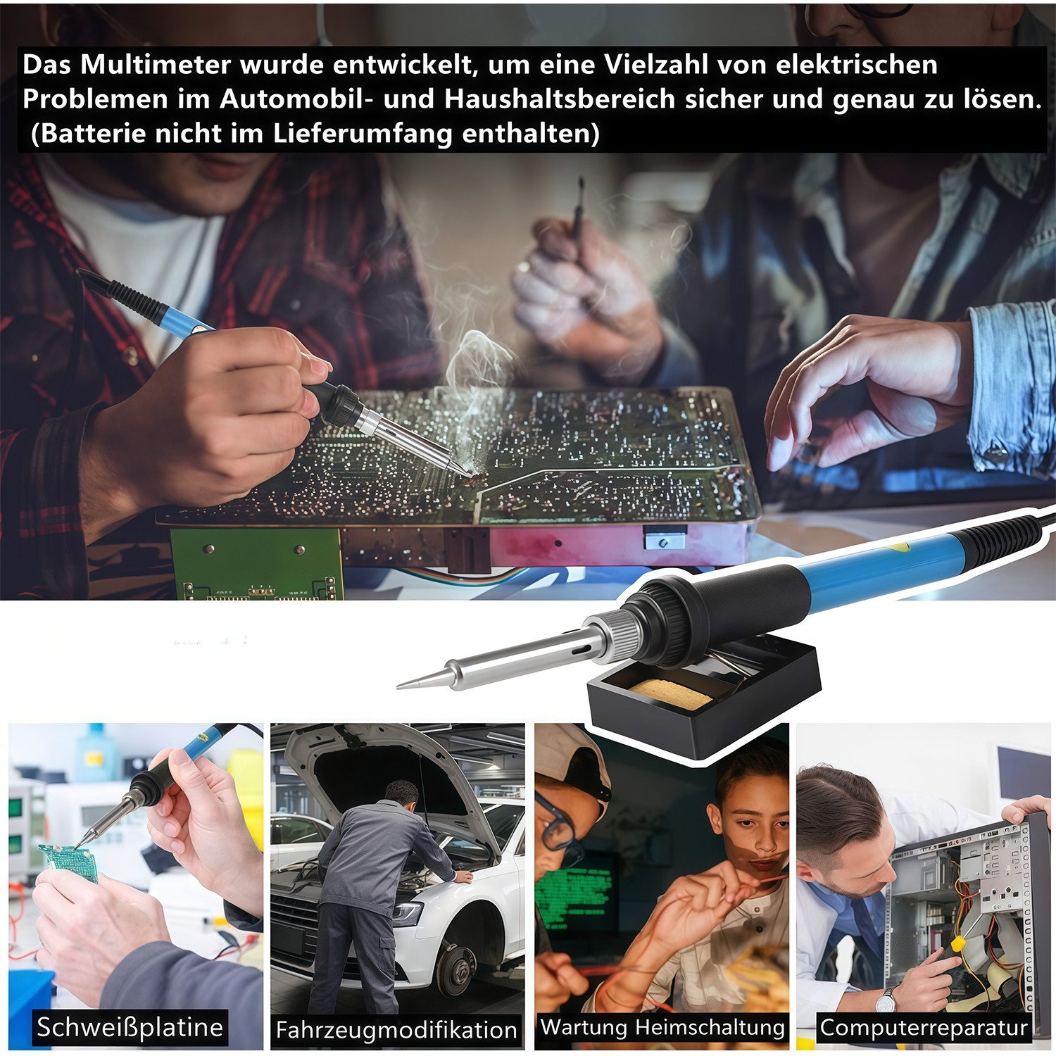 MOPUEA Lötkolben Lötkolben 15er Set mit Temperatur Einstellbar, zum Löten, Holzgravur, Heißschneiden, Brandmalerei, Lötset für Elektrische Arbeiten, 15-tlg., El – Bild 5 von 5