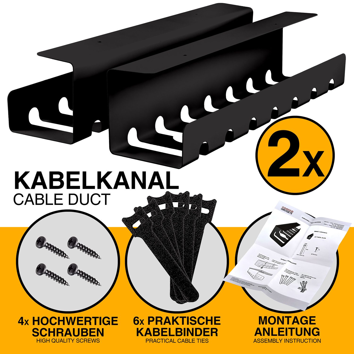 Goods+Gadgets Kabelkanal Goods+Gadgets Kabelkanal – Kabelmanagement Schreibtisch & Kabelhalter (Kabelhalter, Kabelwanne, Kabelkorb, 2-St) – Bild 2 von 5