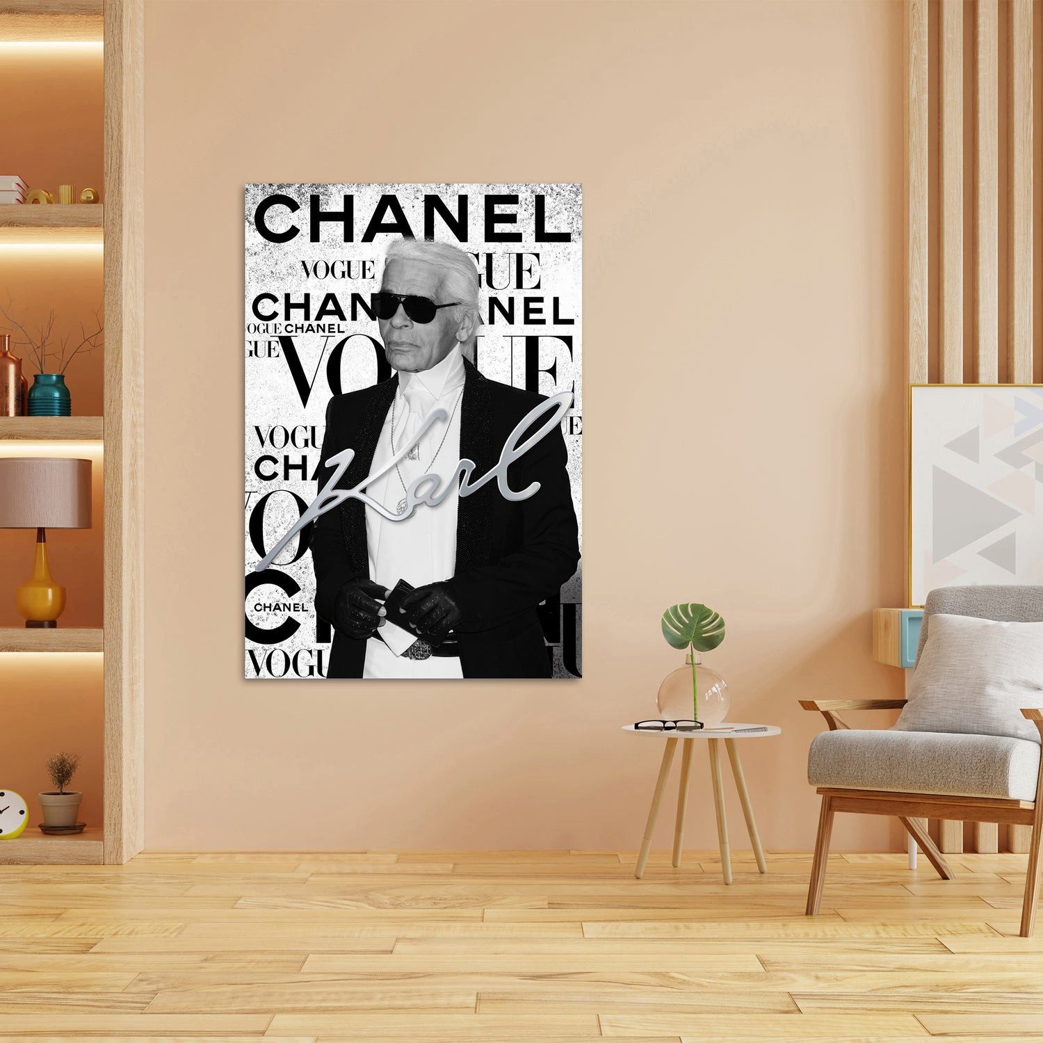 Artedinoi Leinwandbild Karl Pop Art Lifestyle Wandbild Leinwandbild Deko Kunst XL, Karl Lagerfeld, Porträt