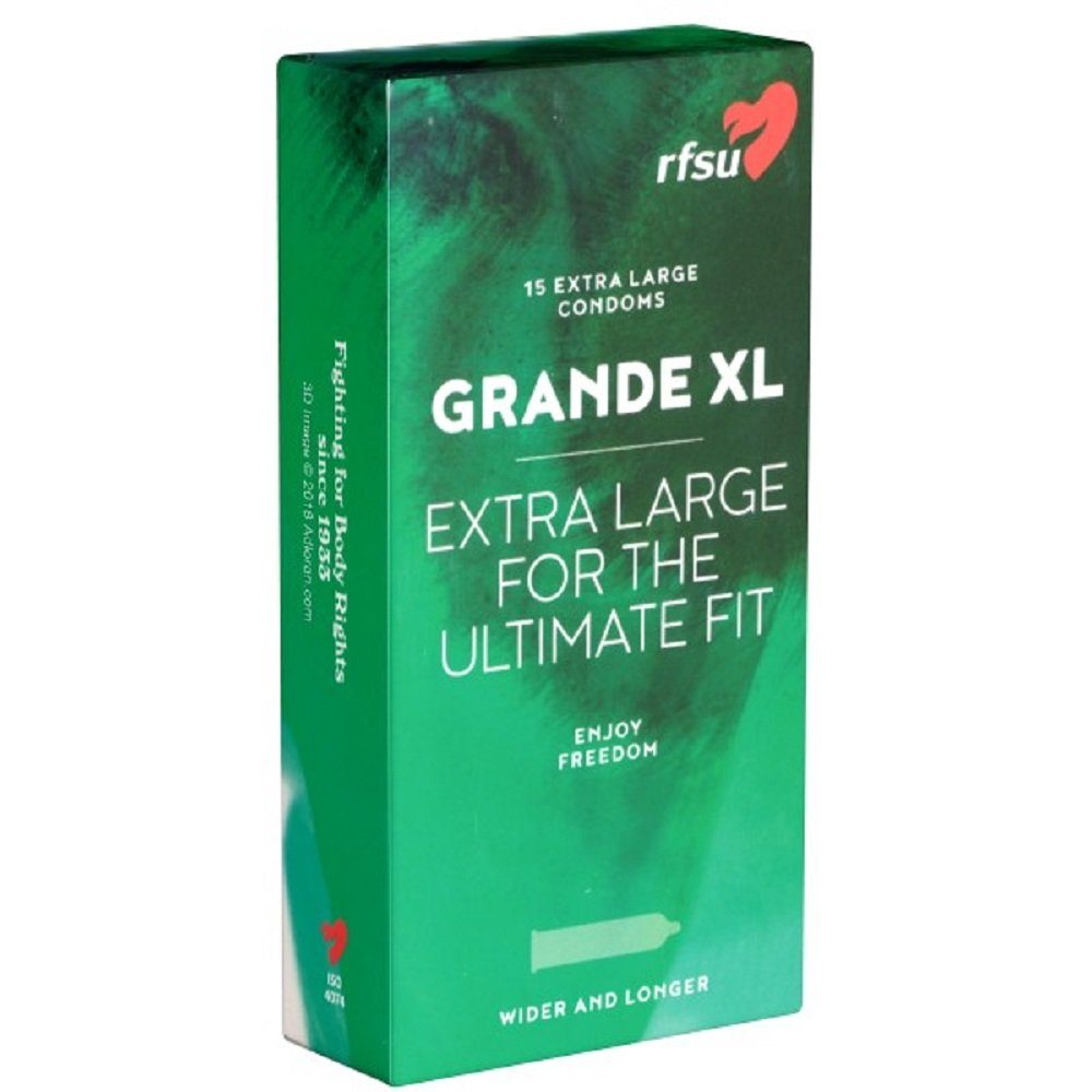Rfsu XXL-Kondome Grande XL (Extra Large for the Ultimate Fit) Packung mit, 15 St., supergroße Kondome aus Schweden
