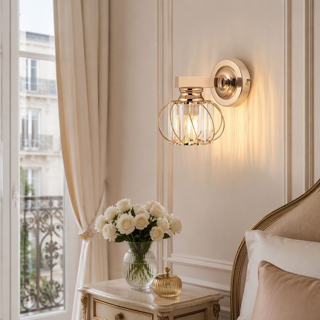 BlingBin Wandleuchte Goldene Kristall Innen,E27 Wohnzimmer Wandlampe Moderne, Gold Metall, ohne Leuchtmittel, Kristallwandleuchte für Wohnzimmer Korridor Esszim – Bild 4 von 5