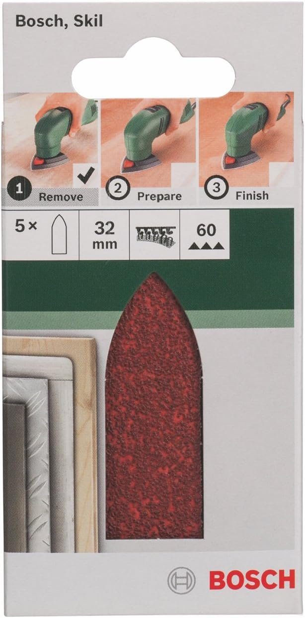 Bosch 32 Körnung Bohrfutter Stück, mm, 5 Deltaschleifer für BOSCH Schleifblatt 60