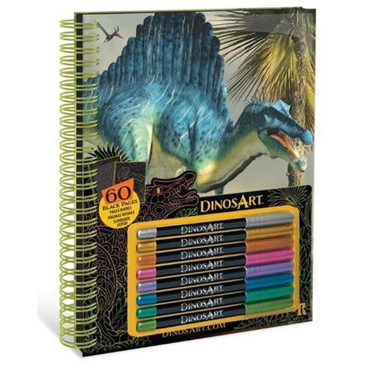 Toynamics Europe Skizzenbuch Malbuch DinosArt mit schwarzen Stiften