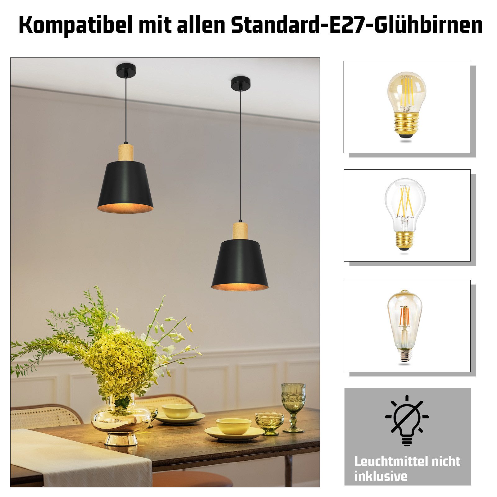 Nettlife Pendelleuchte Vintage Esszimmer 2x E27 günstig online kaufen