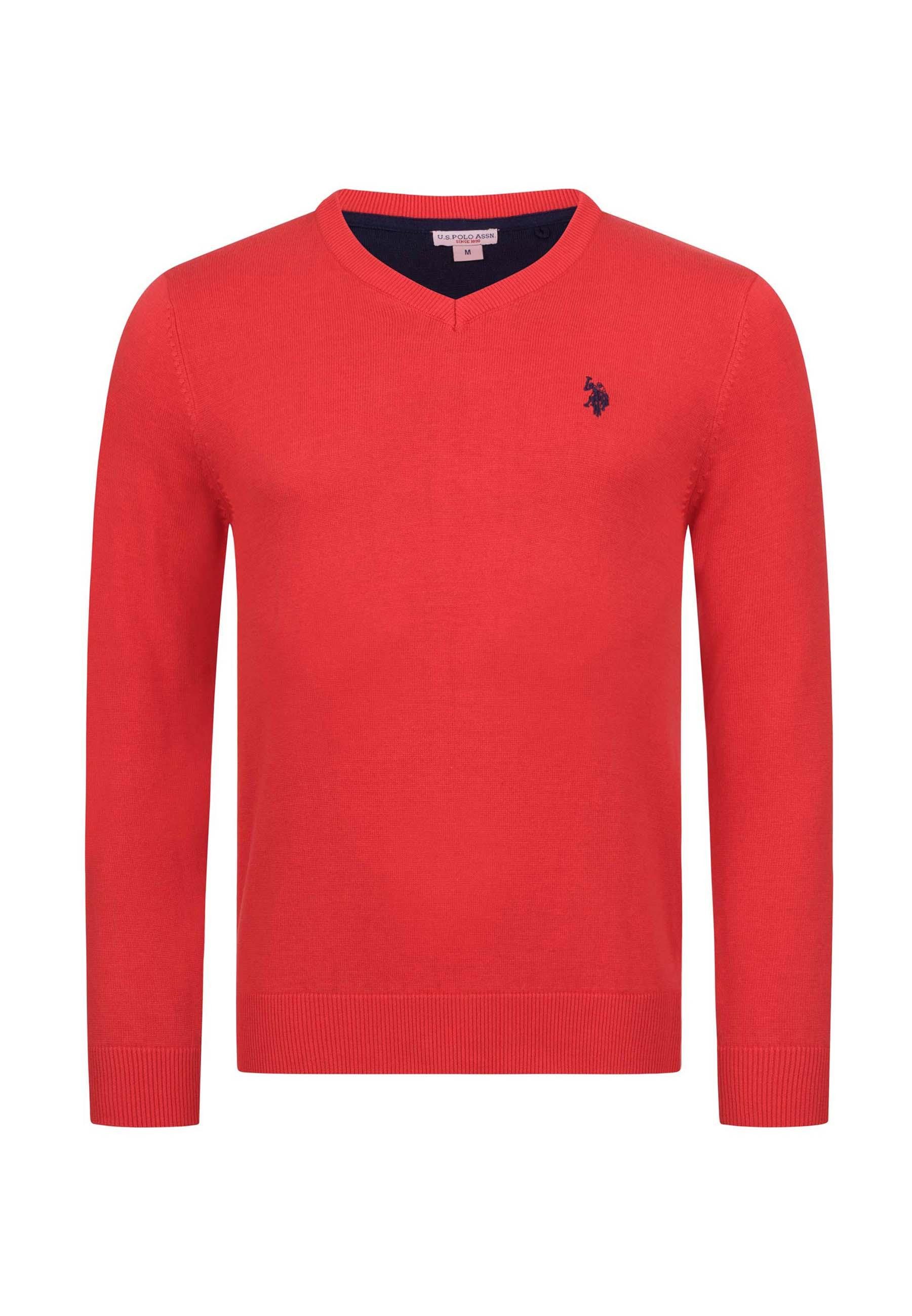V-Ausschnitt-Pullover Longsleeve USPhil – Herren V-Neck Classic Fit mit Logo-Stickerei
