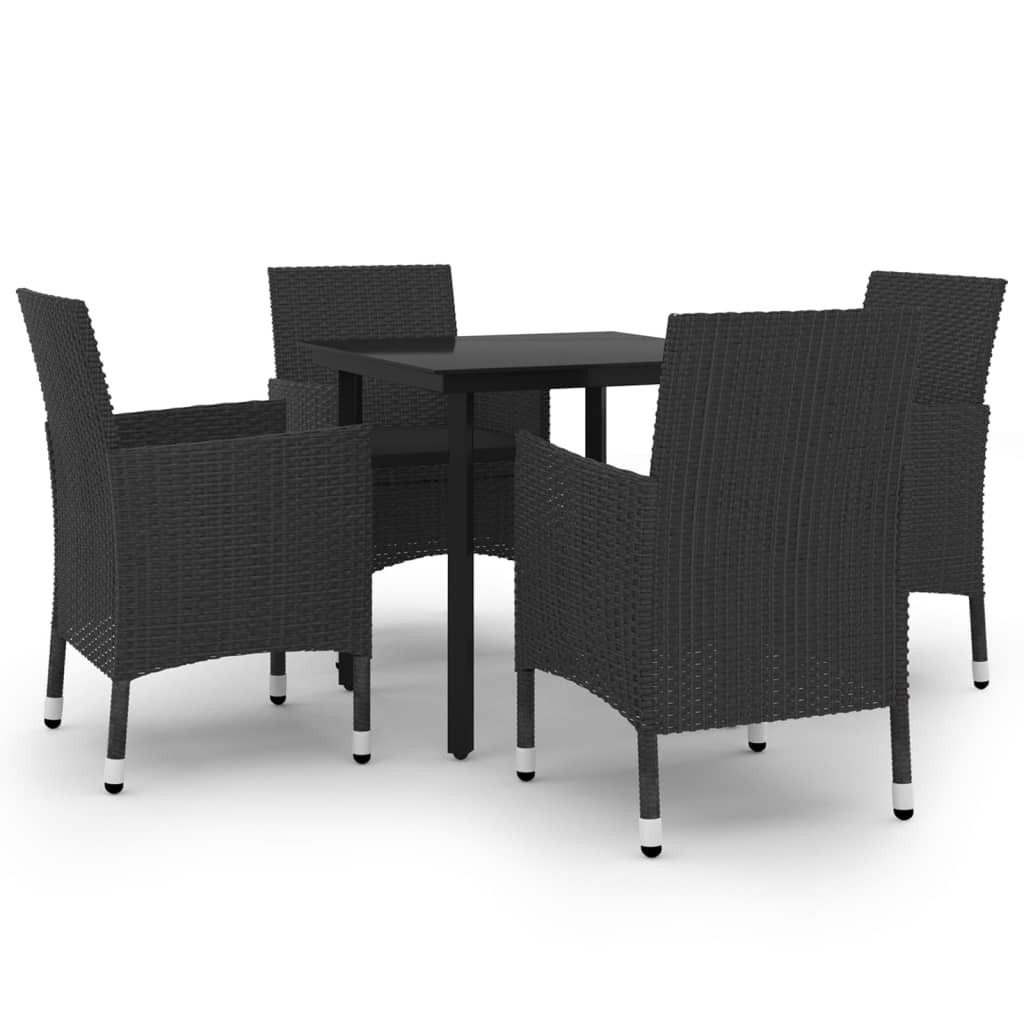 Garten-Essgruppe 5-tlg. Garten-Essgruppe mit Auflagen Poly Rattan und Glas