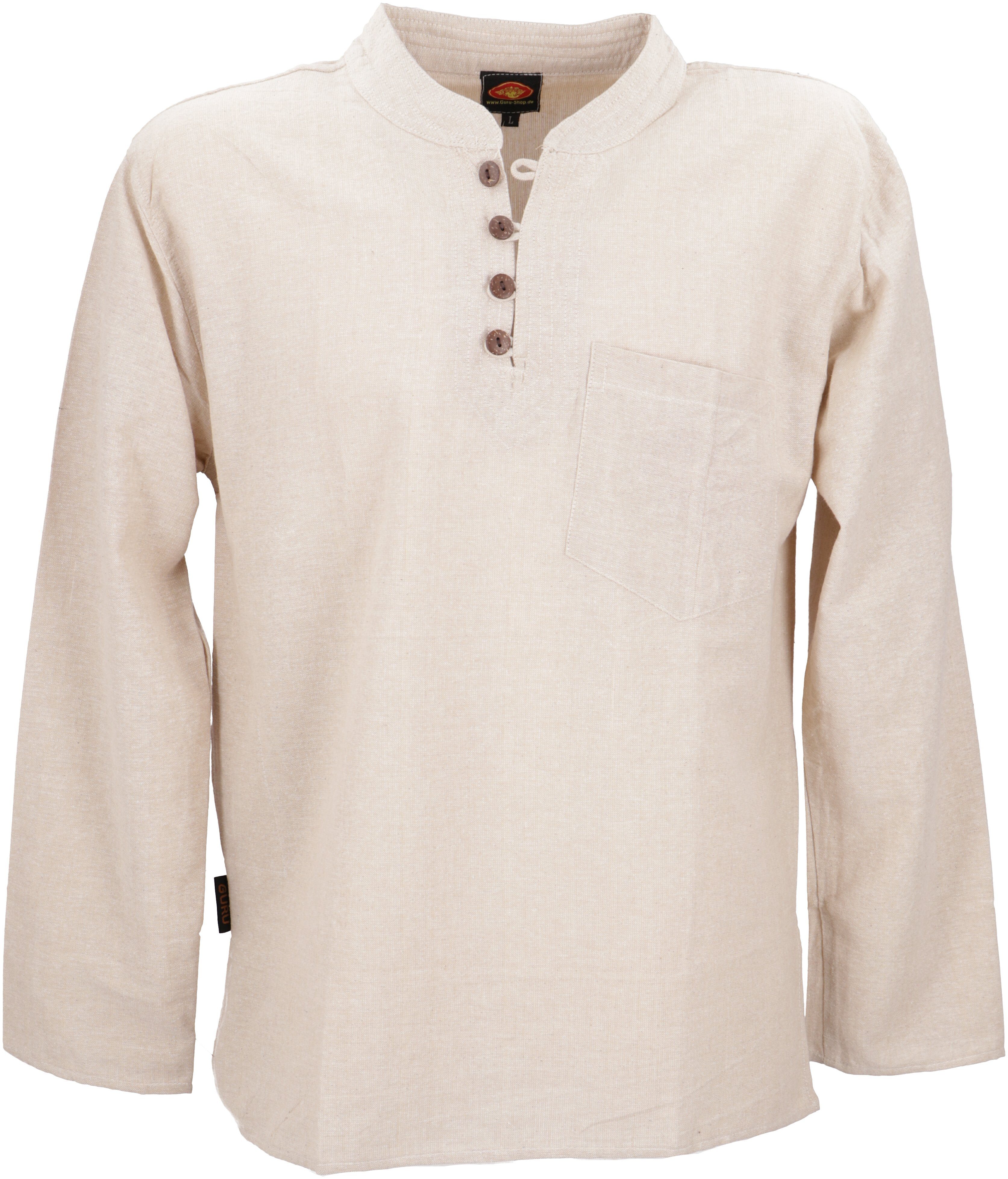 Guru-Shop Hemd & Shirt Nepal Ethno Yogahemd mit Kokosknöpfen,.. Ethno Style, alternative Bekleidung