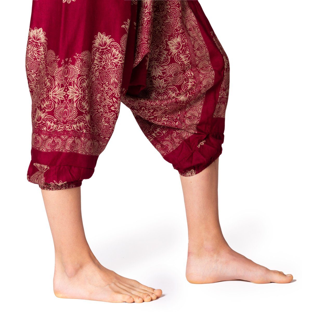 Overall AeOrnament aus Haremshose bequeme V2-bordeux als Freizeithose Damen Viskose rot PANASIAM auch 100% Aladinhose natürlicher Pumphose tragbar Stoffhose