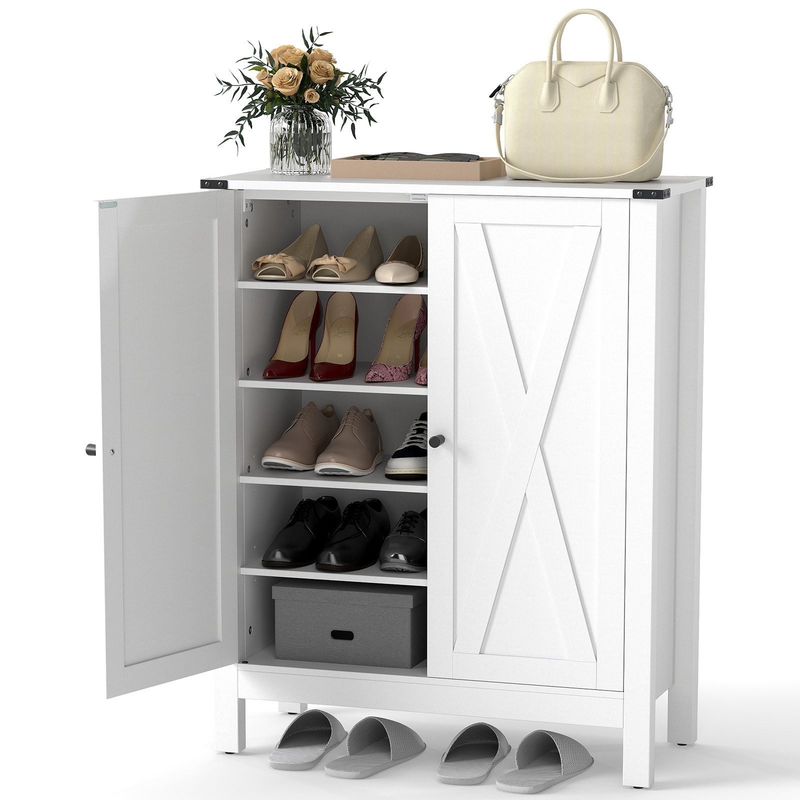 COSTWAY Schuhschrank mit Türen, verstellbarem Regal, günstig online kaufen