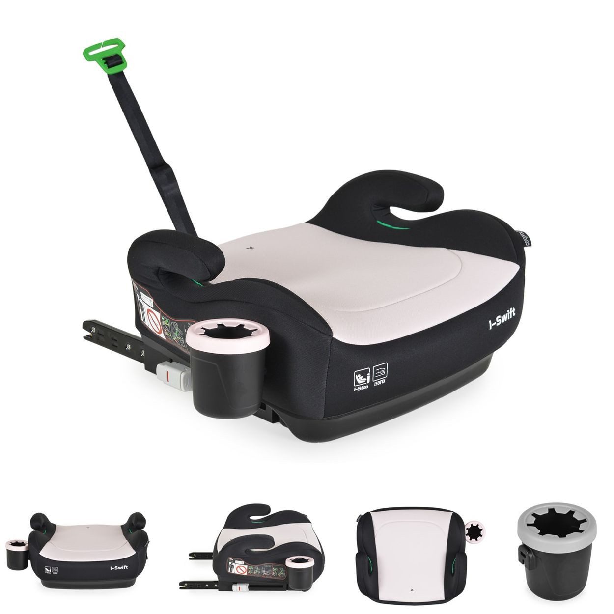 Cangaroo Kindersitzerhöhung i-Swift Isofix (125-150 cm), ab: 4, bis: 12, Getränkehalter, i-Size Kindersitz, waschbarer Bezug, atmungsaktiv