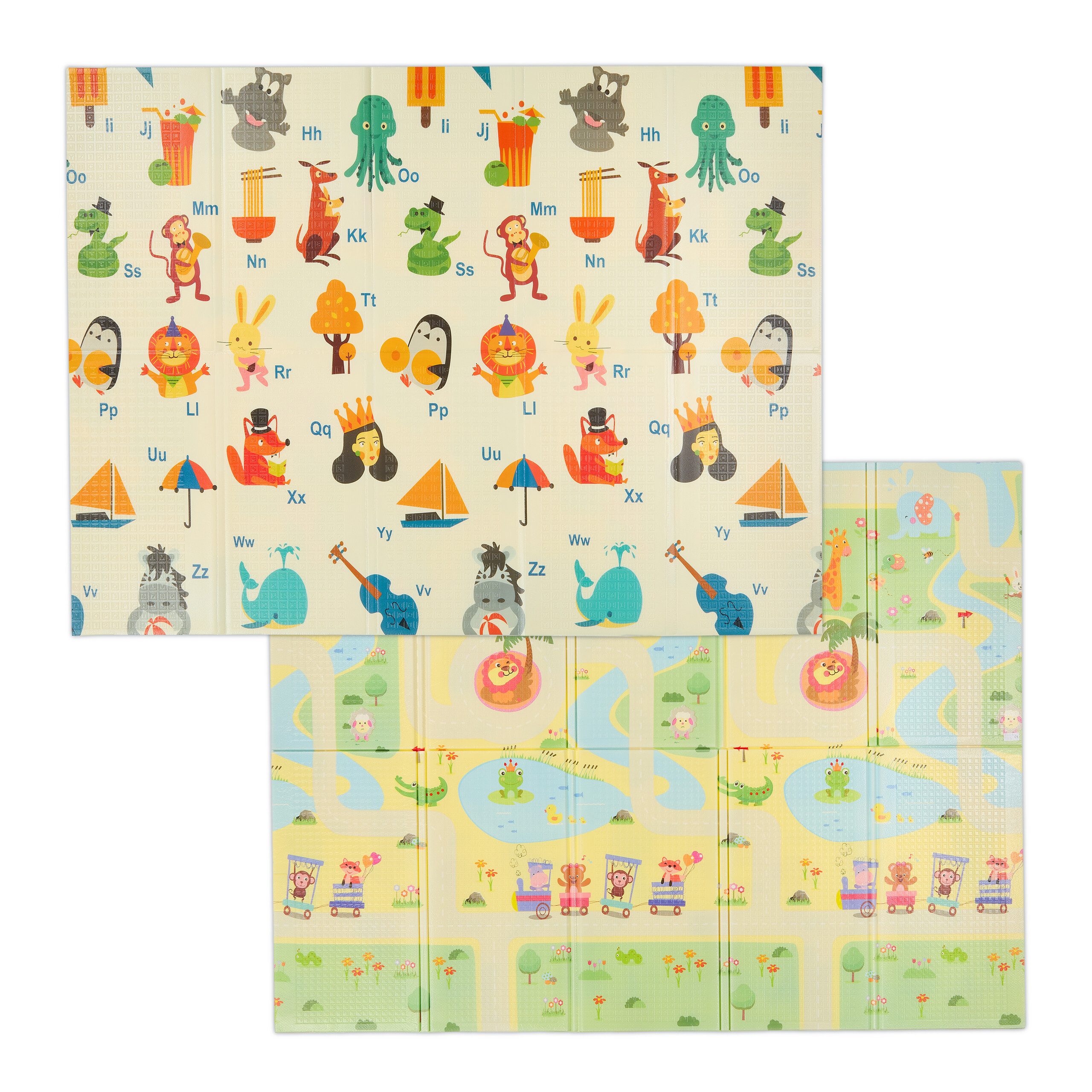 relaxdays Spielmatte Faltbare Spielmatte Tiere, Straße, ABC (1-St)