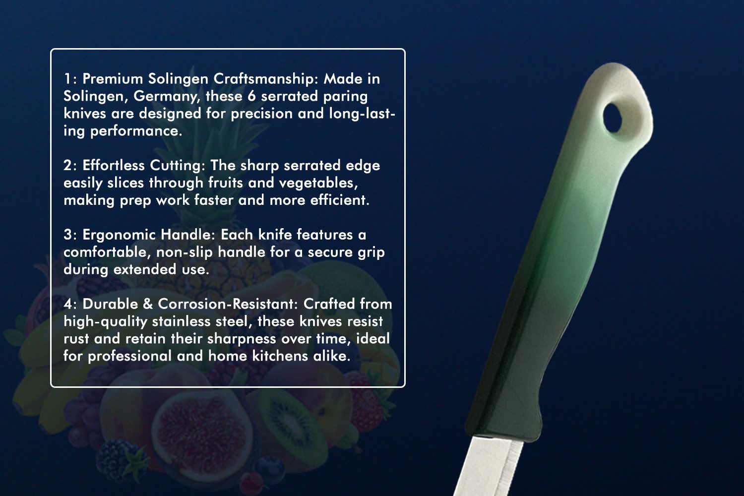 SMI Schälmesser SMI 12-tlg Solingen Schälmesser Sparschäler Obstmesser Gemüsemesser, Küchenmesser Wellenschliff