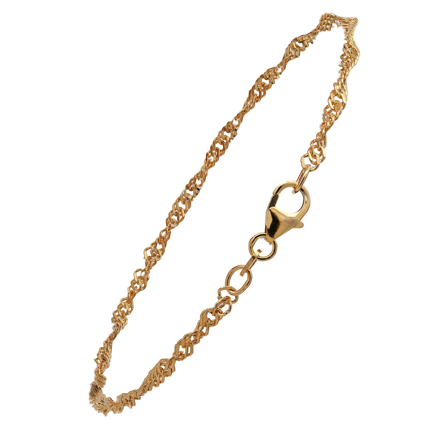 HOPLO Goldarmband Goldkette Singapurkette Armkette 19 cm - 2,4mm - 585-14 Karat Gold, Made in Germany
