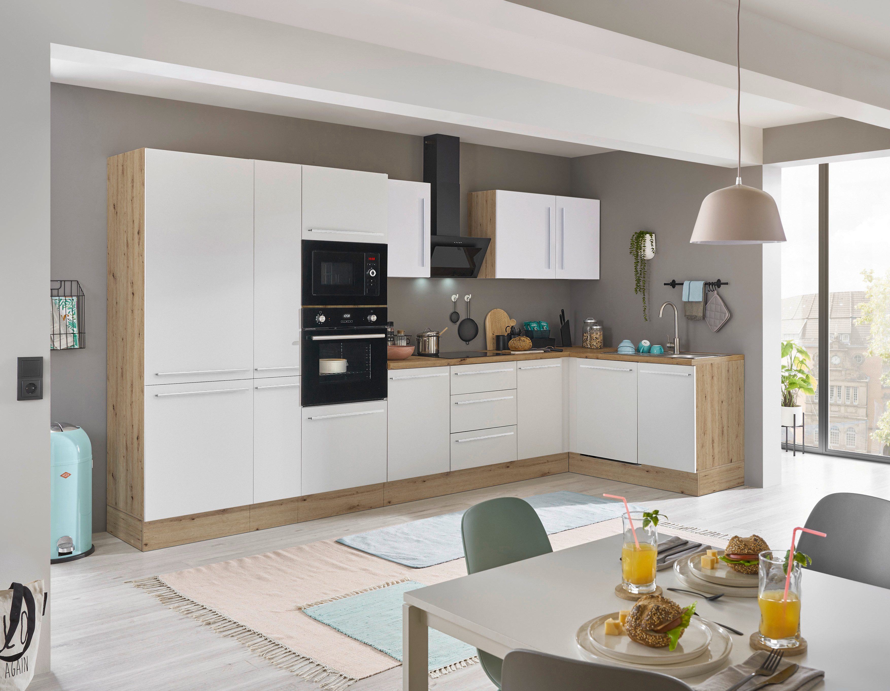 KOCHSTATION Winkelküche Florida, Stellbreite 370x175 cm, wahlweise mit E-Geräten, mit Softclose für Türen und Schubkästen