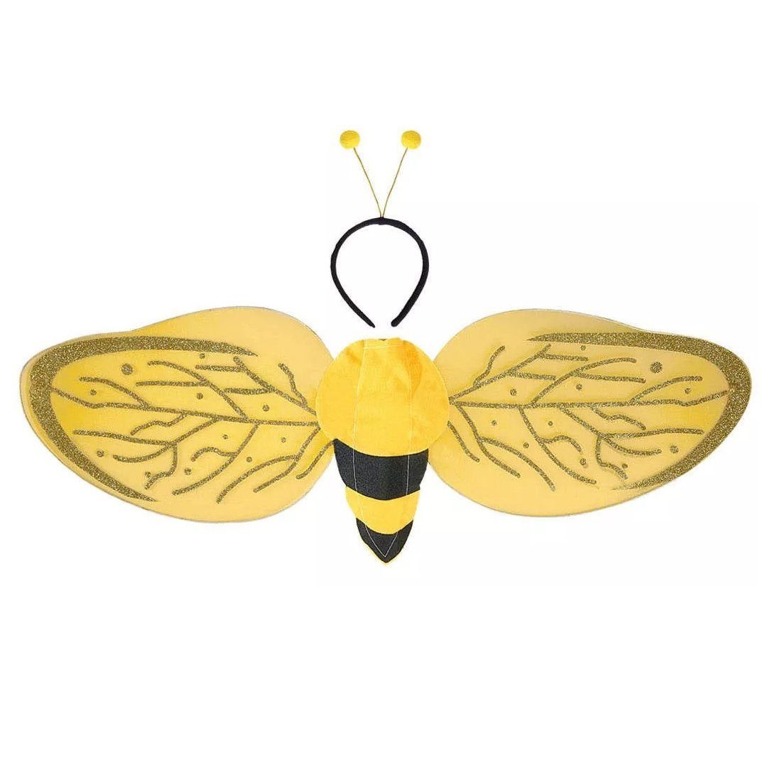 Widdmann Kostüm Große Biene Accessoire-Set, Flügel und Haarreif für  bezaubernde Bienen