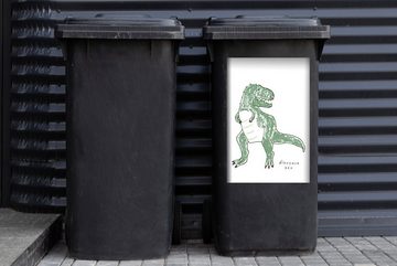 MuchoWow Wandsticker Kinderzimmer - Tyrannosaurus - Dinosaurier - Jungen - Mädchen - Kinder (1 St), Mülleimer-aufkleber, Mülltonne, Sticker, Container, Abfalbehälter