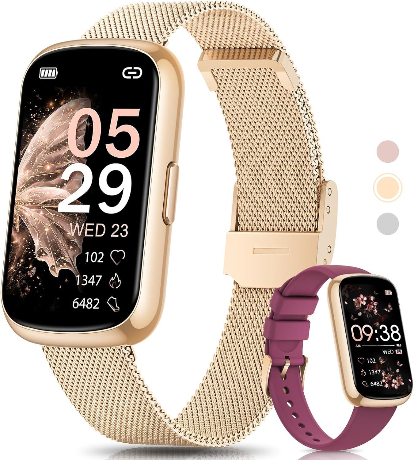 Damen's IP68 Wasserdicht Fitness-Tracker Schlafmonitor Schrittzähler Smartwatch