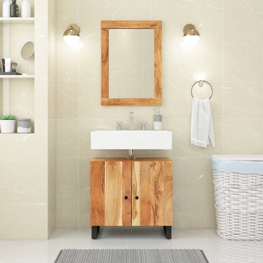Braun Akazie Badezimmer-Set (1-St) und Massivholz Holzwerkstoff, Waschbeckenunterschrank vidaXL