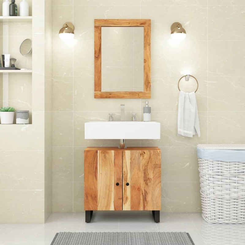 vidaXL Badezimmer-Set Waschbeckenunterschrank Massivholz Akazie und Holzwerkstoff, (1-St)