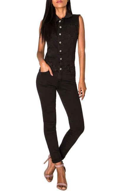 Nina Carter Jumpsuit Jeans Overall Jumpsuit Hosenanzug Einteiler (1-tlg) 2661 in Schwarz