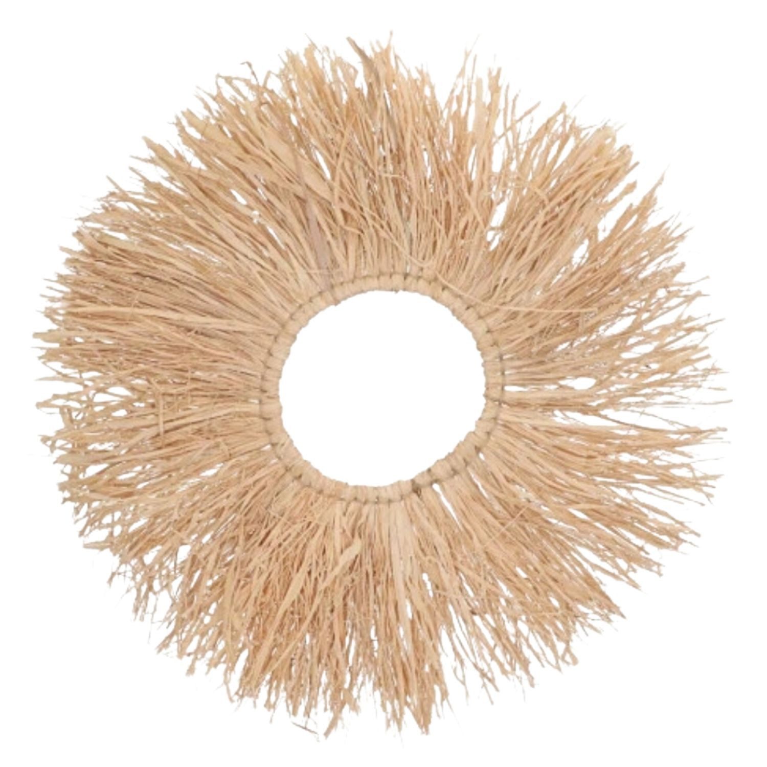Marrakesch Orient & Mediterran Interior Wanddekoobjekt Raffia Wanddeko Boho Ring Natur rund 62 cm großer Wandhänger Deko Wand (1 St), Handarbeit