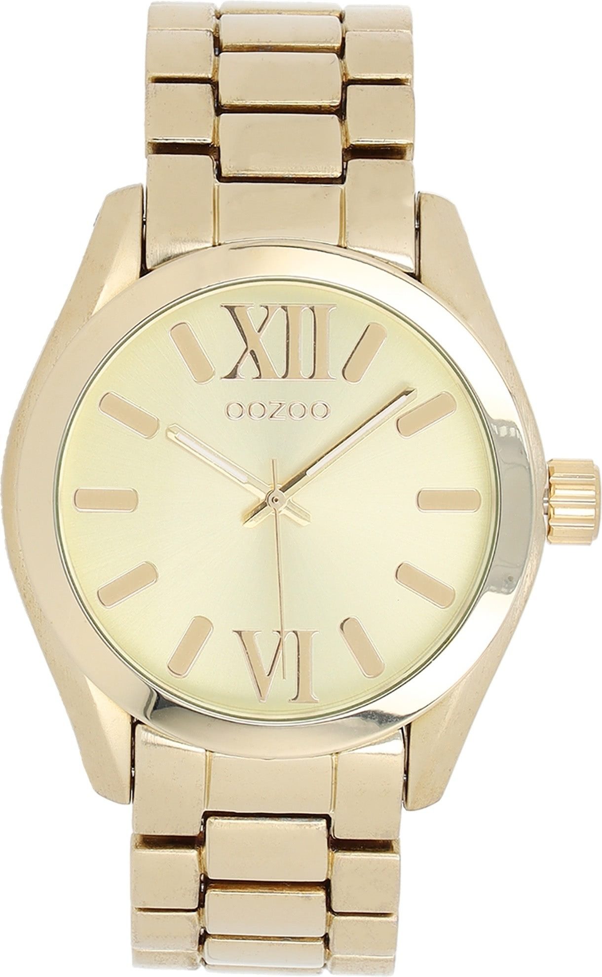 OOZOO Oozoo Unisex Armbanduhr Vintage Series, (Analoguhr), Damen, Herrenuhr rund, groß (ca. 40mm) Metallarmband gold