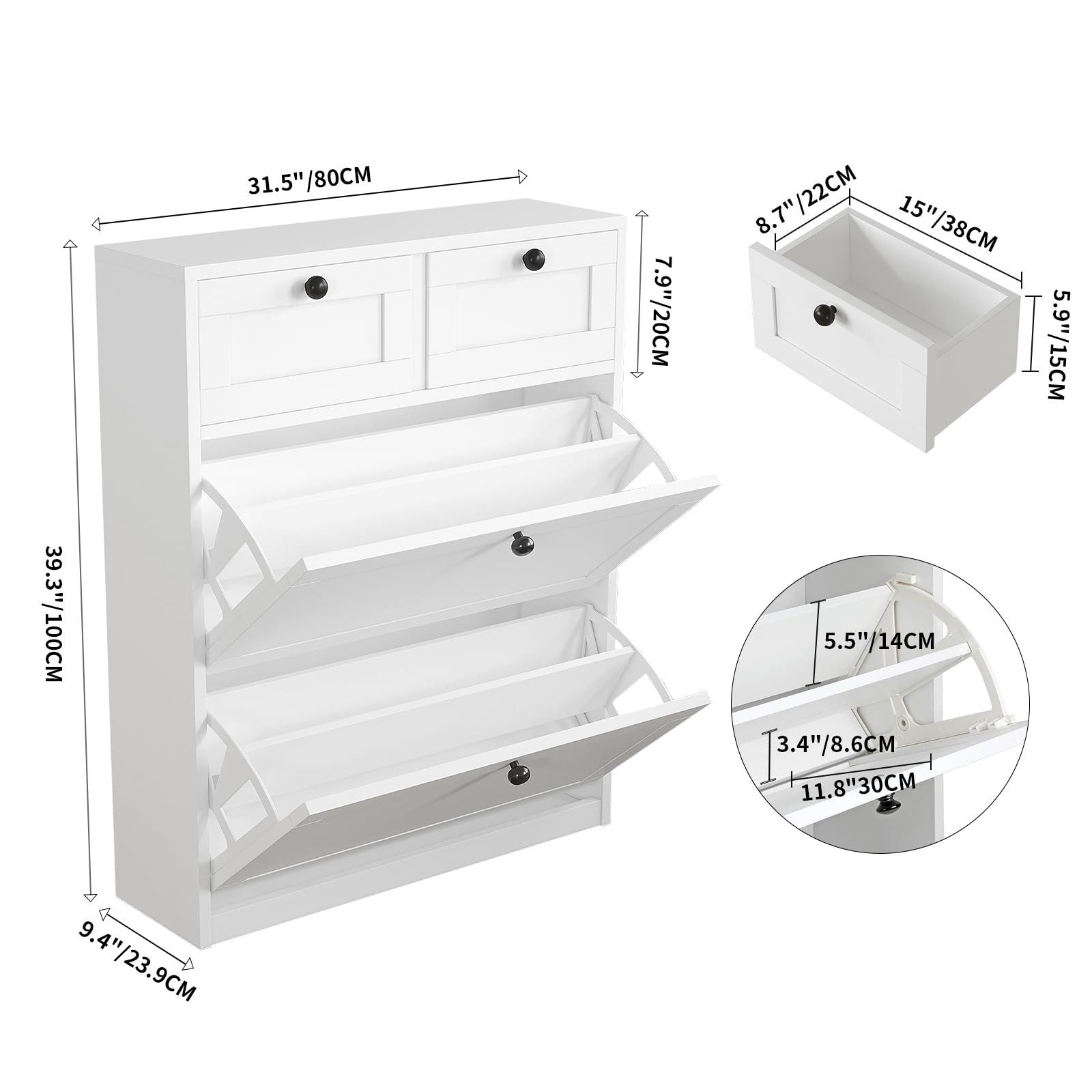VOWNER Schuhschrank mit 2 Klappen, Schuhregal, günstig online kaufen