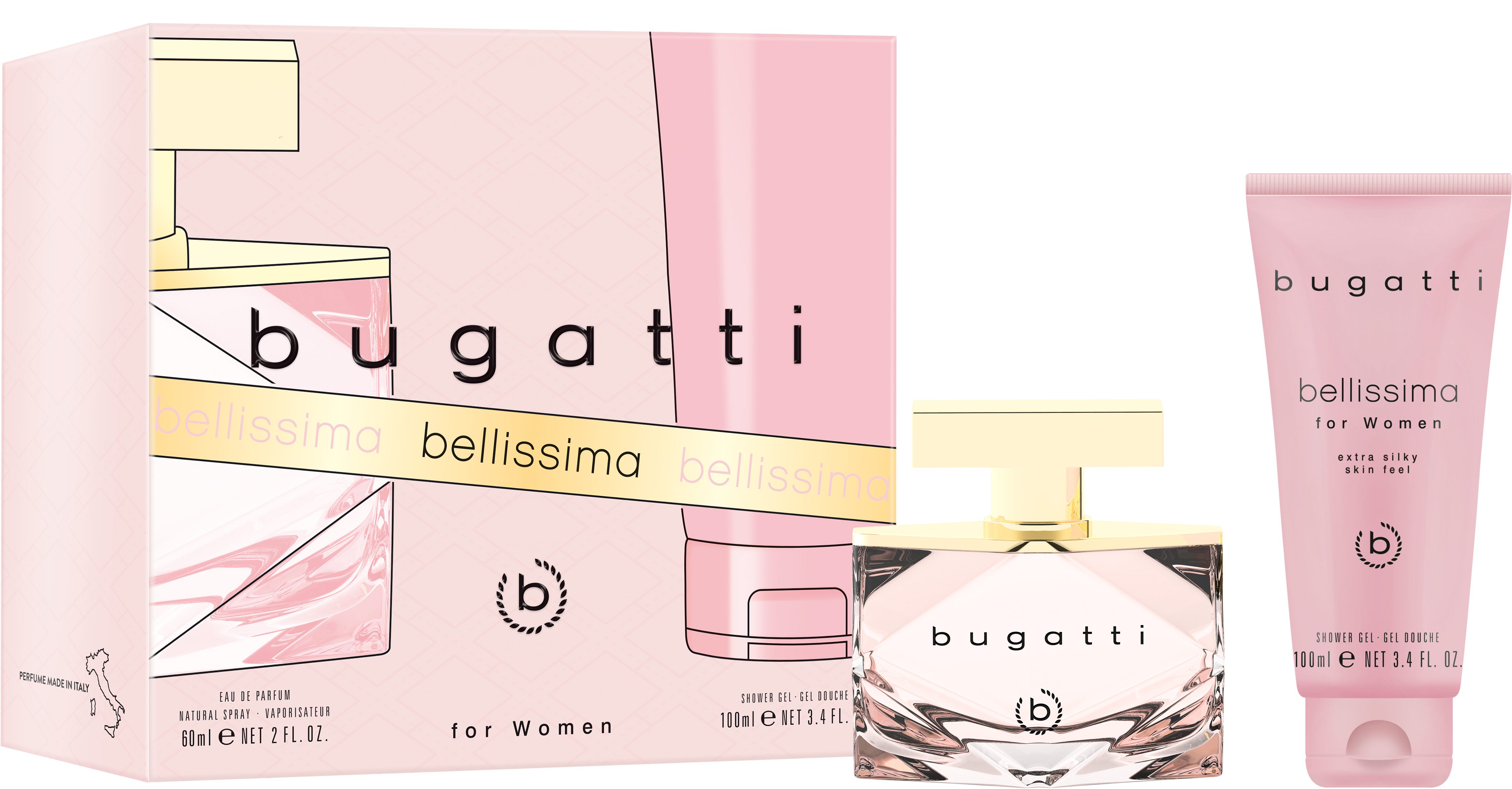 bugatti Duft-Set BELLISSIMA, Geschenkset: EdP 60ml + Showergel 100ml