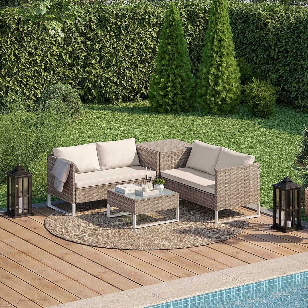 STEELSØN Gartenlounge-Set Alniyat, (Polyrattan-Metall Sitzgruppe, 2 Sofa, T günstig online kaufen