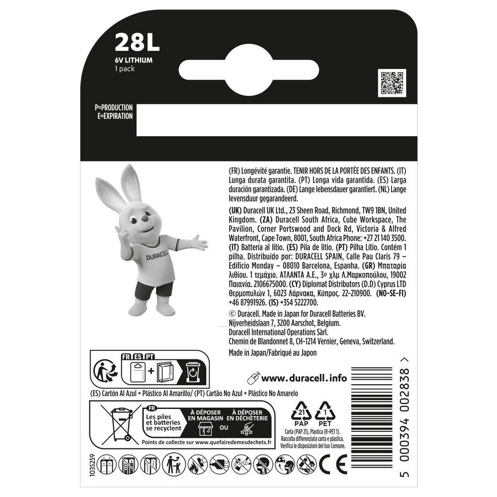 Duracell Duracell PX28 Fotobatterie 4SR44 Lithium 150 mAh 6 V 1 St. Fotobatterie