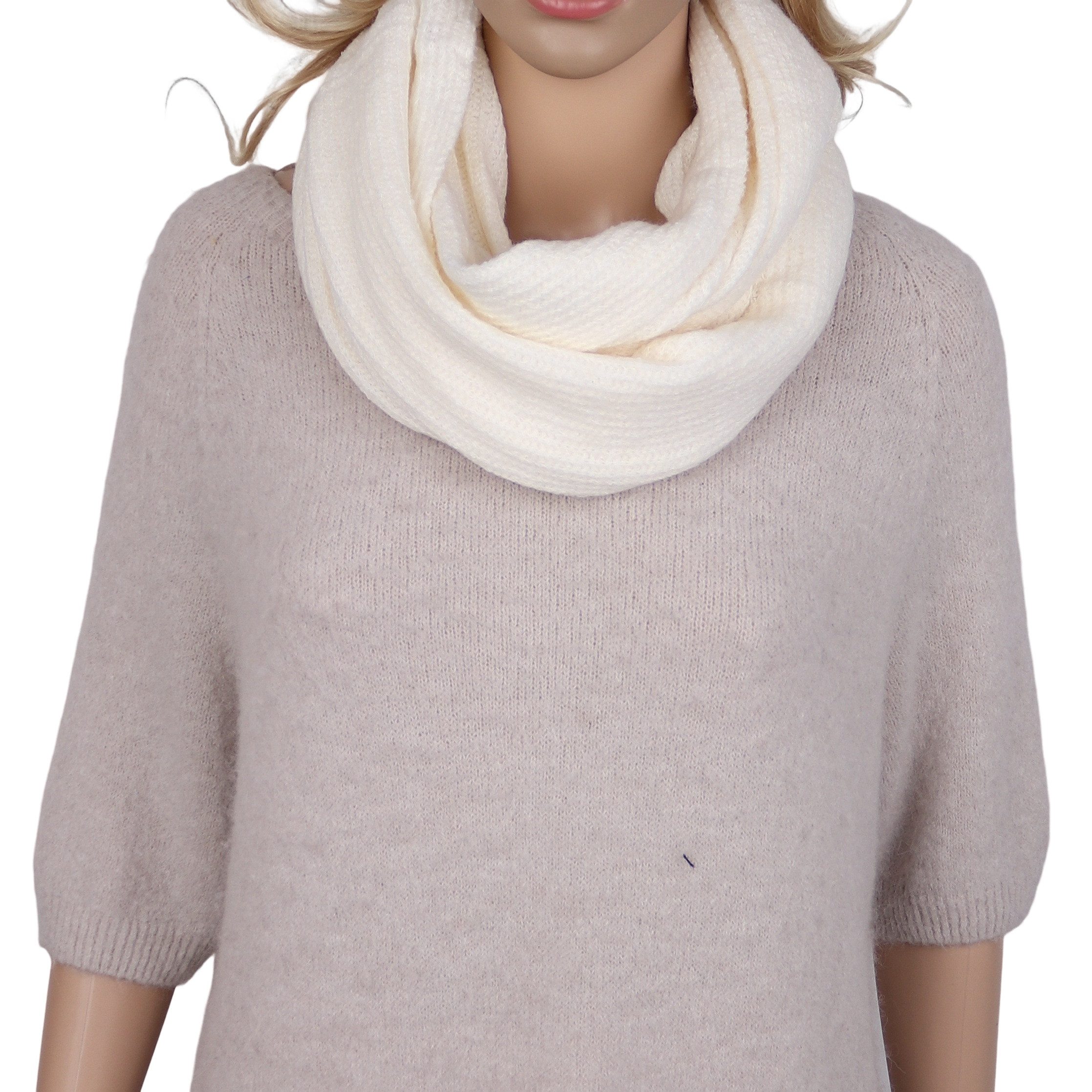 MIRROSI Loop Damen Strick Loopschal 50x70 cm mit Wollanteil, (zweimal um den Hals wickelbar), weicher Rundschal, warmer Winterschal für Herbst & Winter