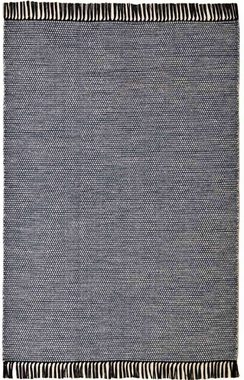 Wollteppich Handwebteppich Borkum 100% Baumwolle, TaraCarpet, rechteckig, Höhe: 5 mm, gewebt Baumwolle grau nachhaltig modern Wohnzimmer Küche 080x150 cm