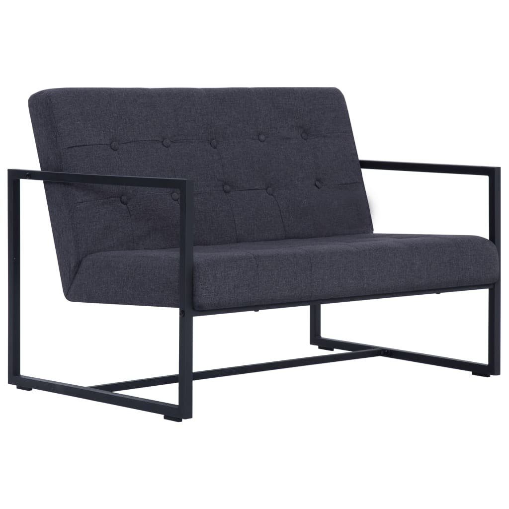 2-Sitzer Stahl mit Dunkelgrau 2-Sitzer-Sofa furnicato Stoff Armlehnen und