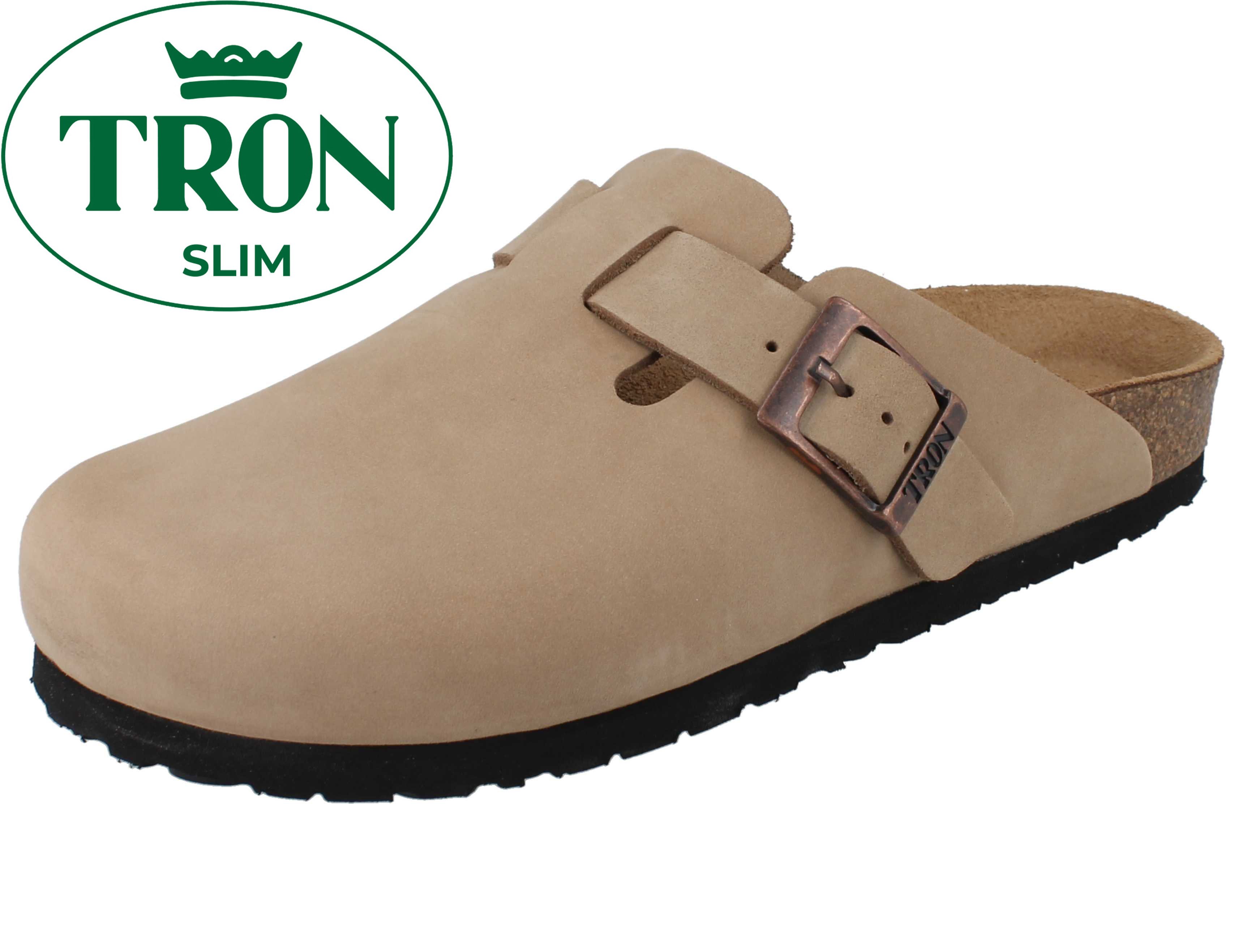 Tron TRON Escalet slim Damen Herren Tieffußbett Clog beige Nubukleder - Clog Atmungsaktiv