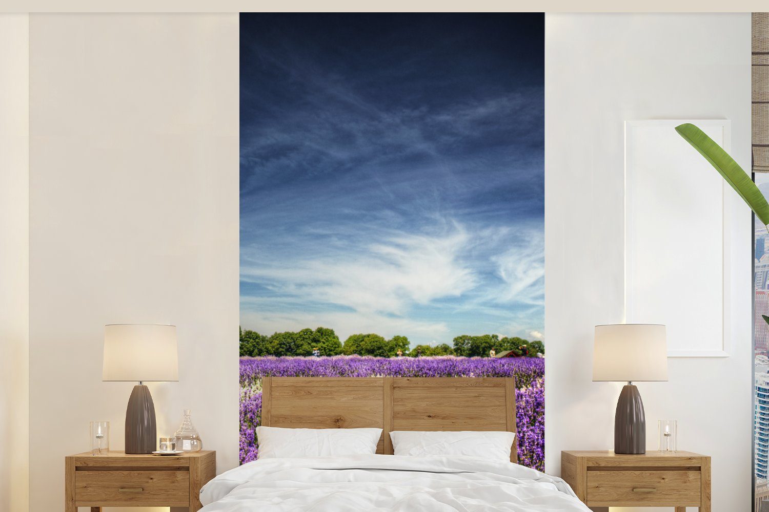 MuchoWow Matt, über Blauer Schlafzimmer Fototapete St), Himmel Lavendel Vliestapete Küche, Fototapete Wohnzimmer für der bedruckt, in (2 Natur,