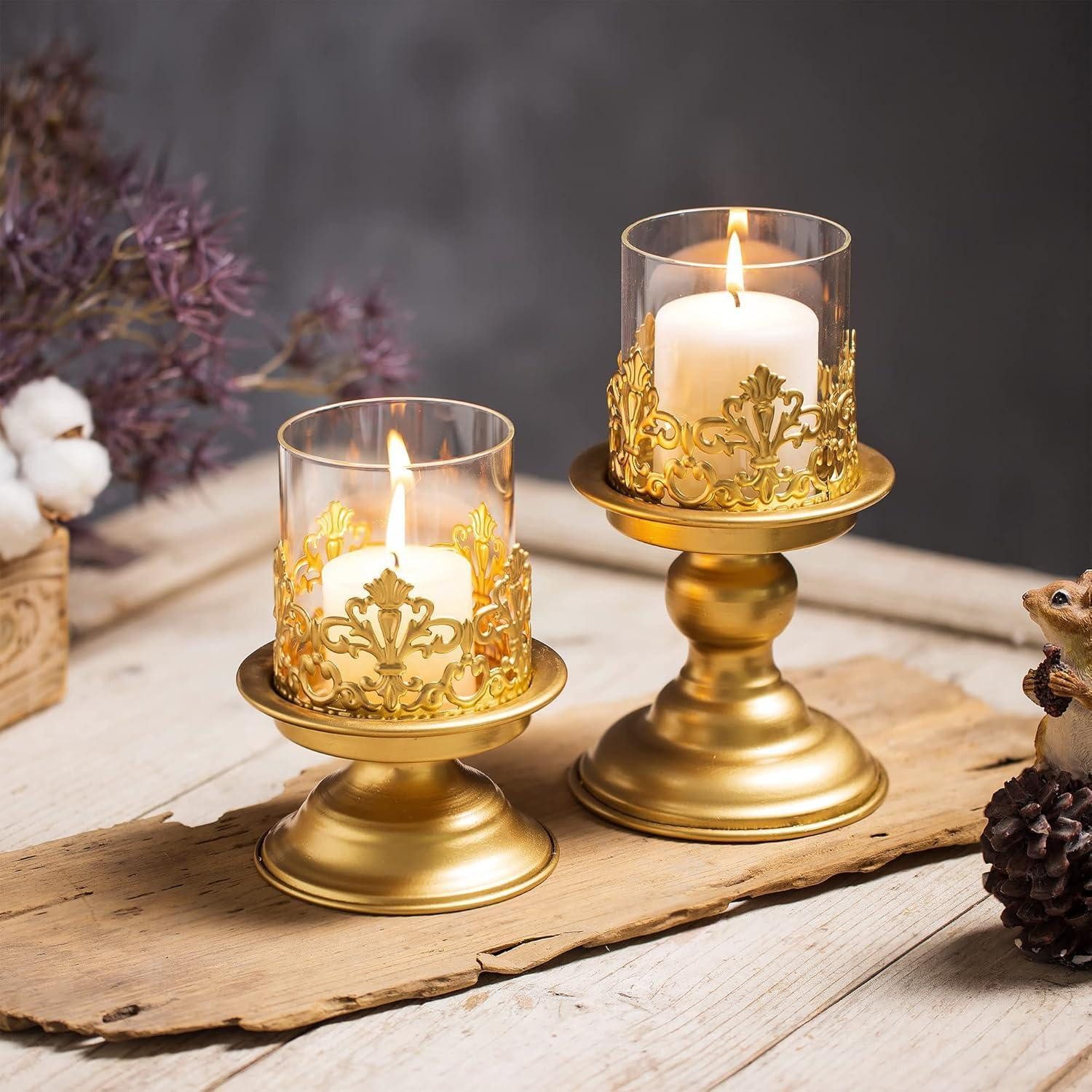 LuxusKollektion Kerzenständer Kerzenständer Kerzenhalter für Stumpenkerzen Gold Metall Tischdeko