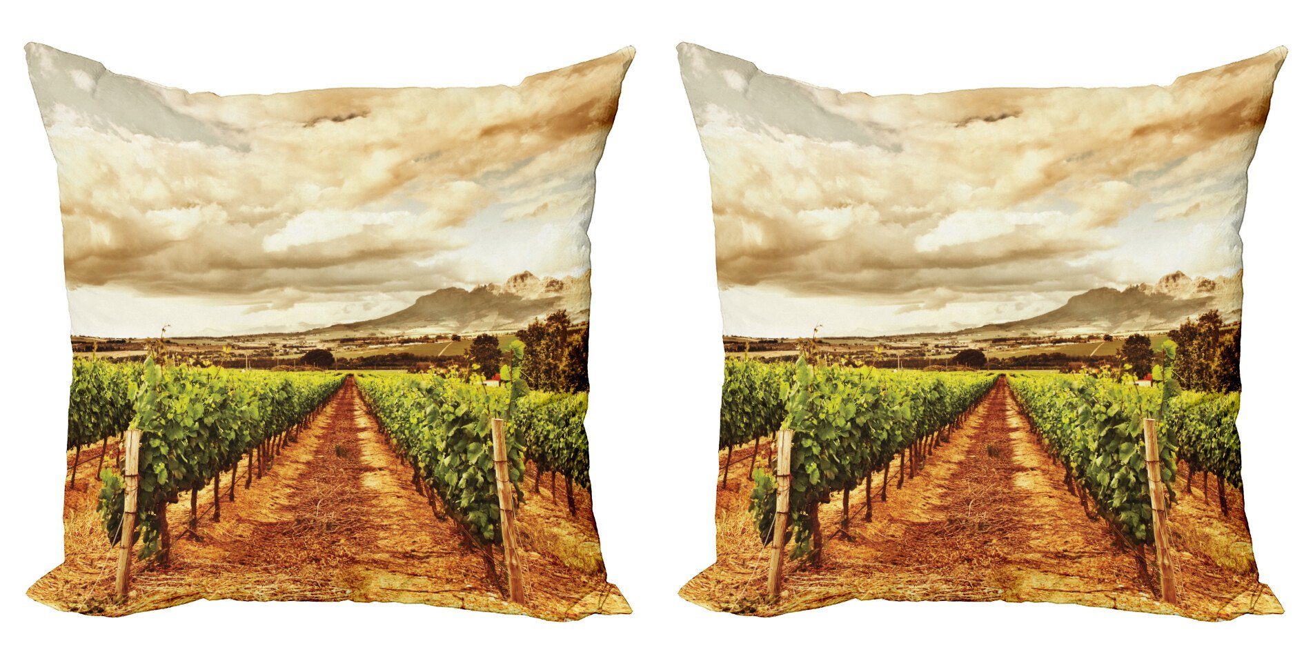 Kissenbezüge Modern Accent Doppelseitiger Digitaldruck, Abakuhaus (2 Stück), Land Bewölkt Vineyard im Herbst