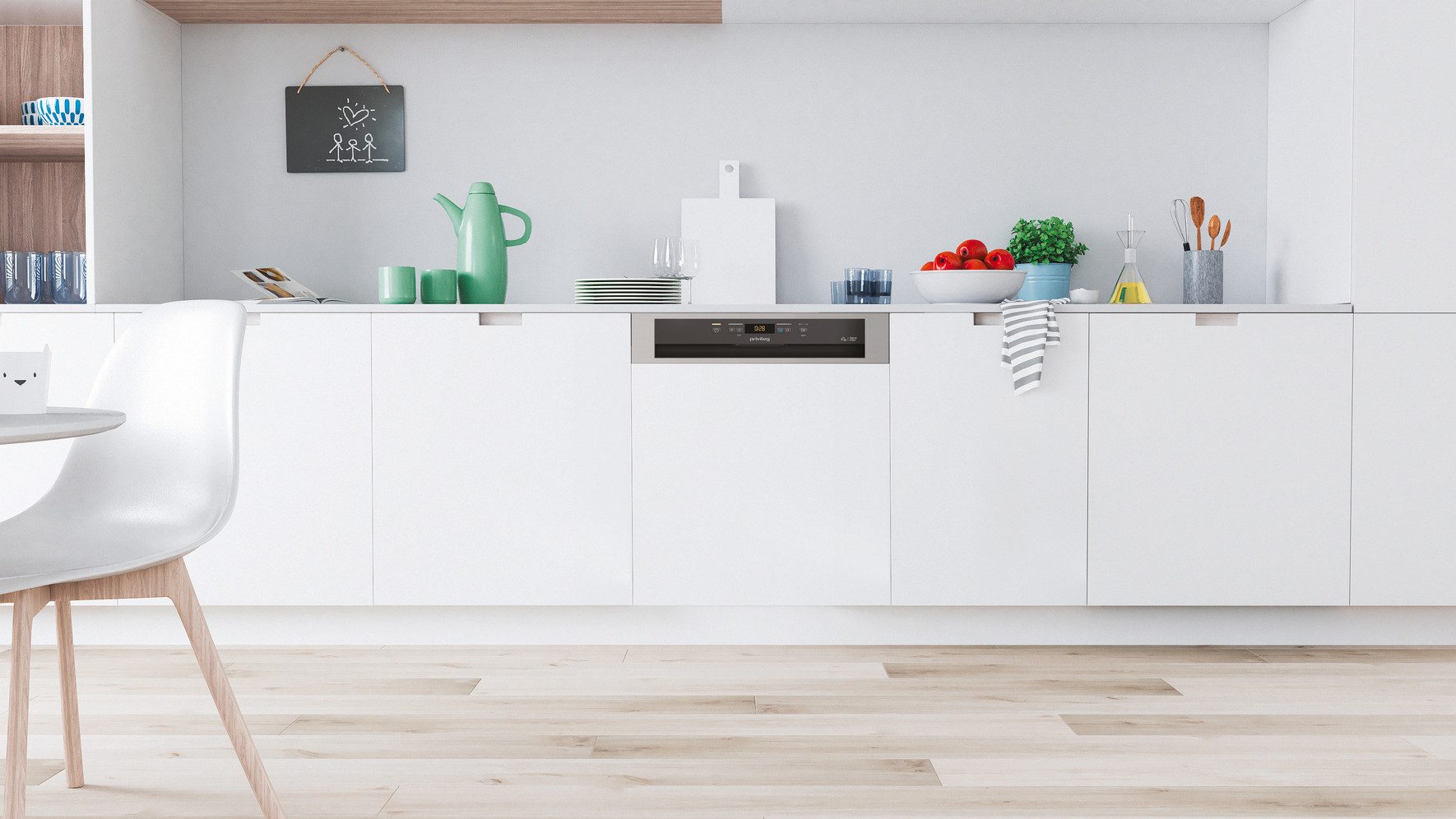 Privileg teilintegrierbarer Geschirrspüler RBO 2T131 A F S, 14 Maßgedecke, Fast&Clean 28’ – das effektive Reinigungsprogramm unter 28 Minuten