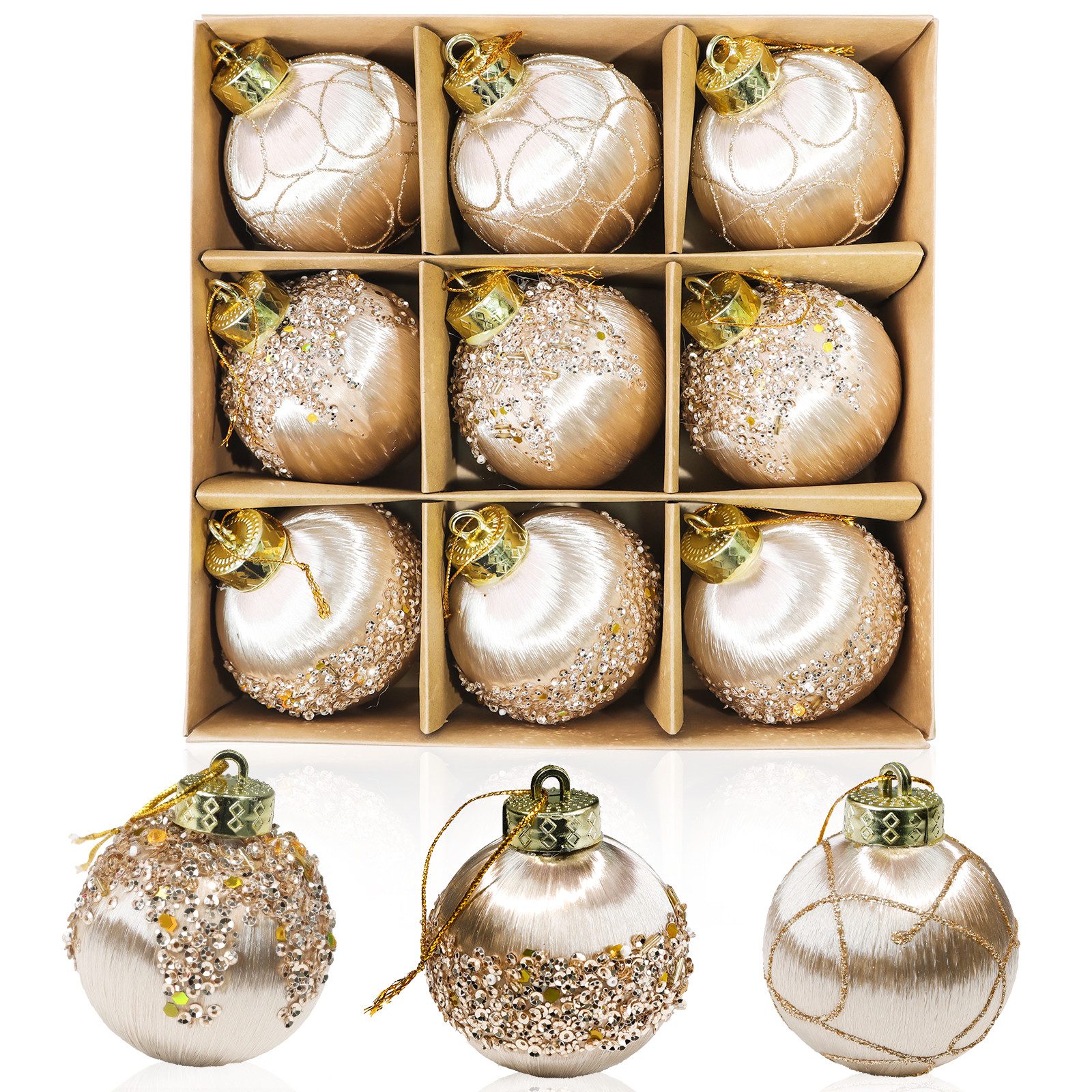 M&W DAS DESIGN Weihnachtsbaumkugel Christbaumschmuck Champagner Mini Outdoo günstig online kaufen