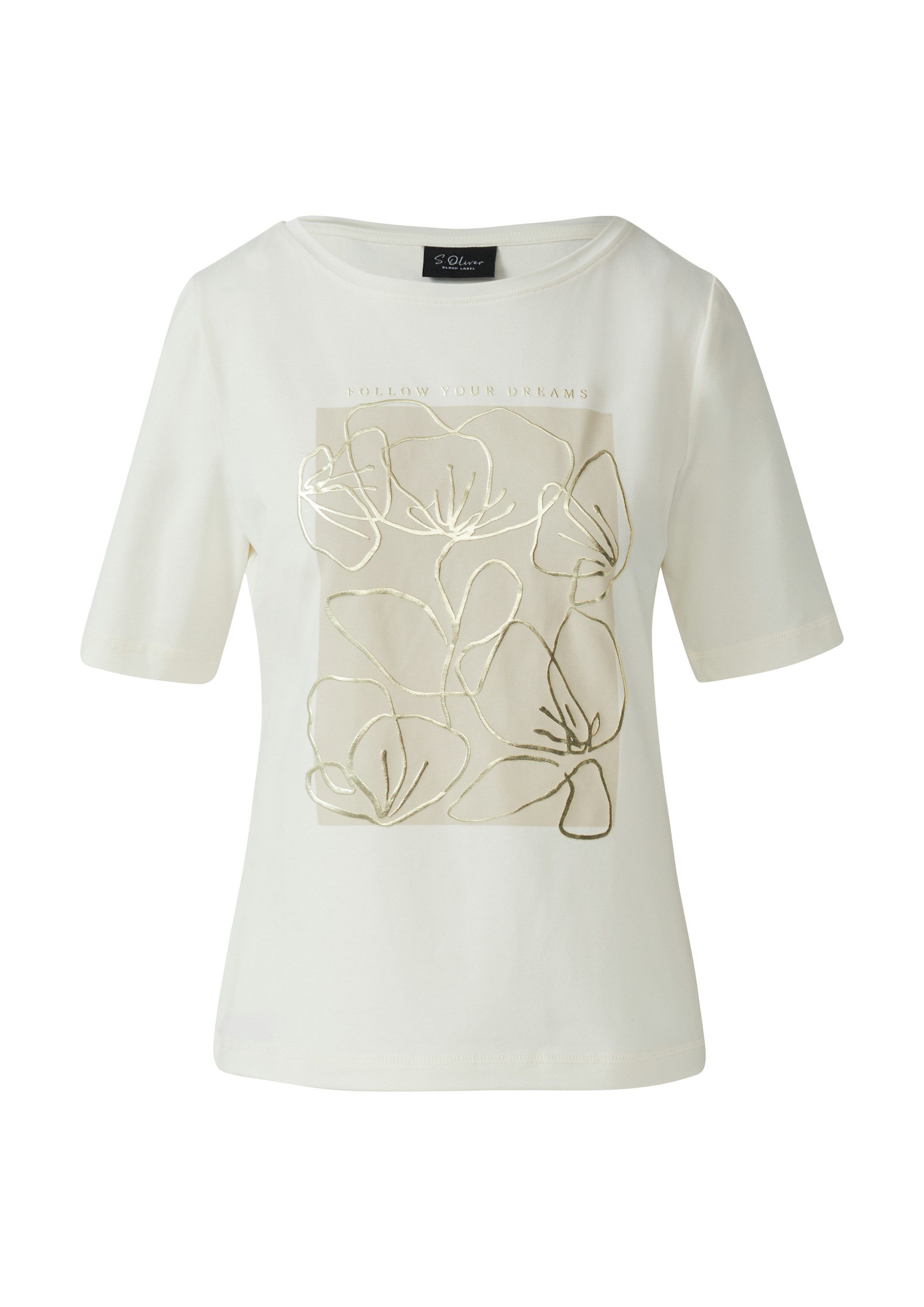 s.Oliver Kurzarmshirt T-Shirt T-Shirt mit Metallic-Frontprint günstig online kaufen