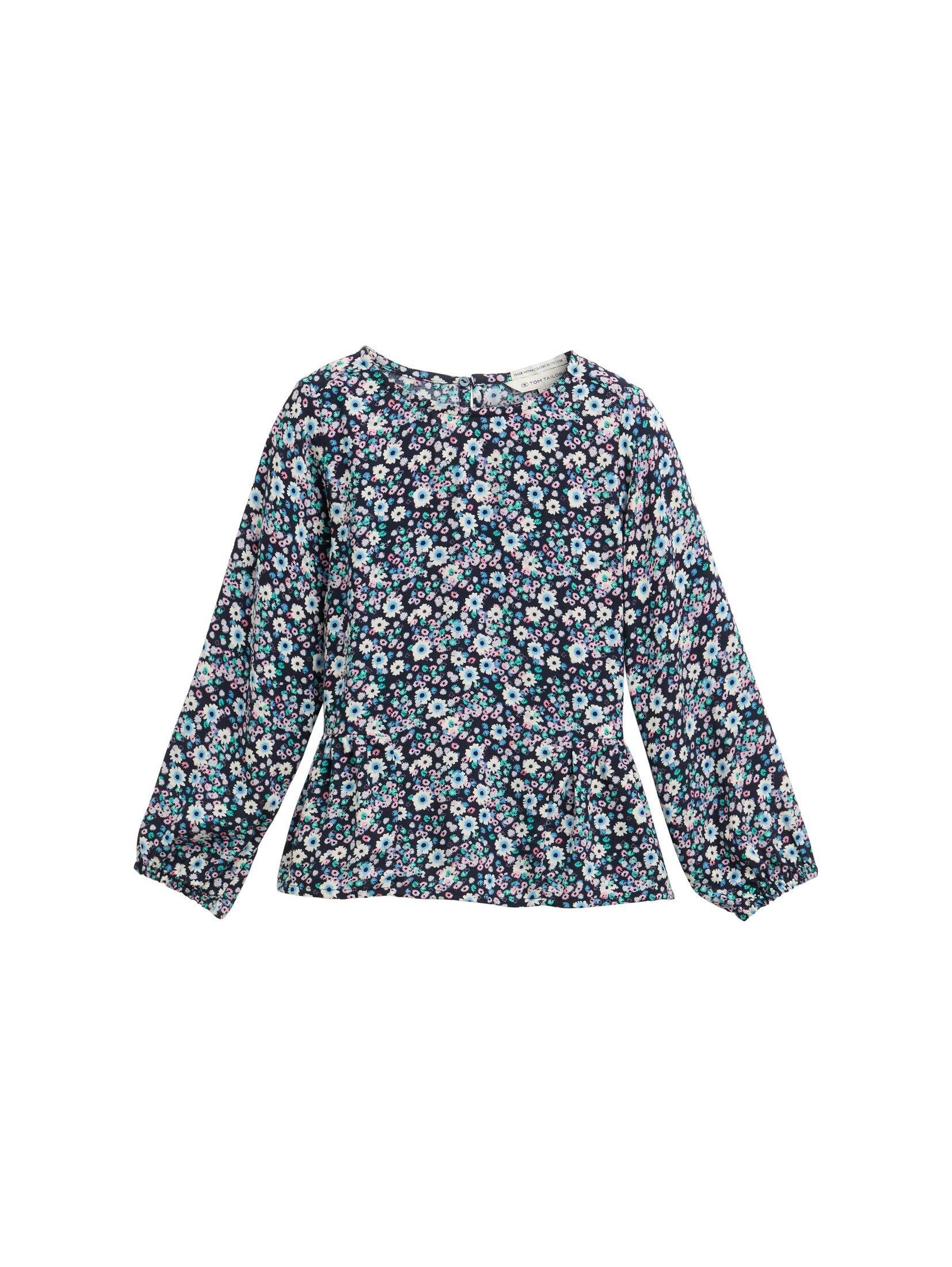 Langarmbluse Volant-Bluse mit Allover-Print