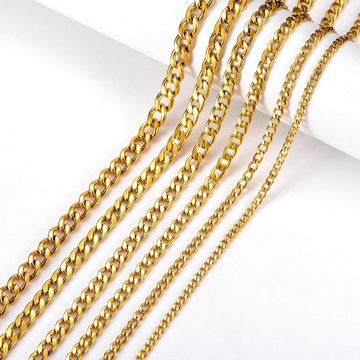 DonDon Kette mit Anhänger Halskette Goldkette, Panzerkette aus Edelstahl, für Herren, verschiedene Längen und Breiten