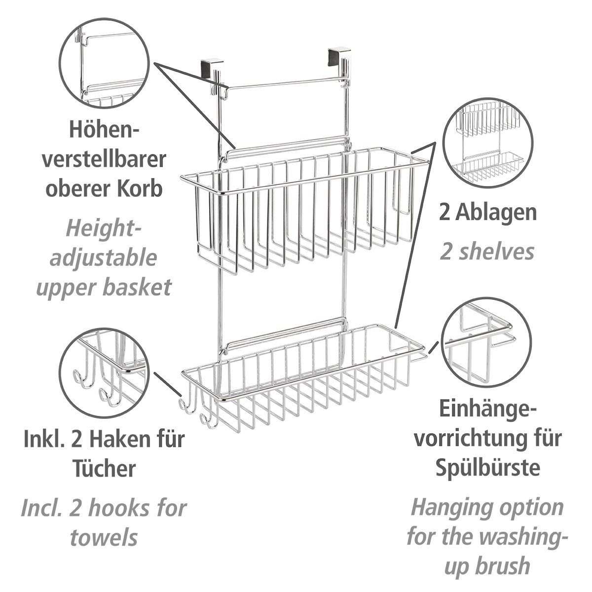 WENKO Küchenregal Einhängregal, 2 Küchenschrank Etagen