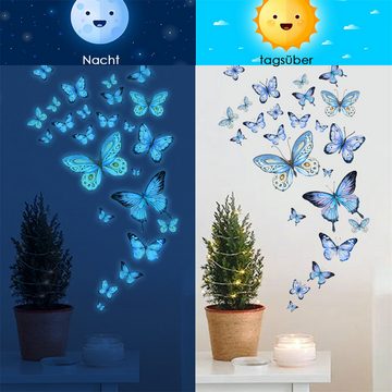 RefinedFlare Wandtattoo Selbstleuchtender Aufkleber mit blauem Schmetterling, Heimdekoration