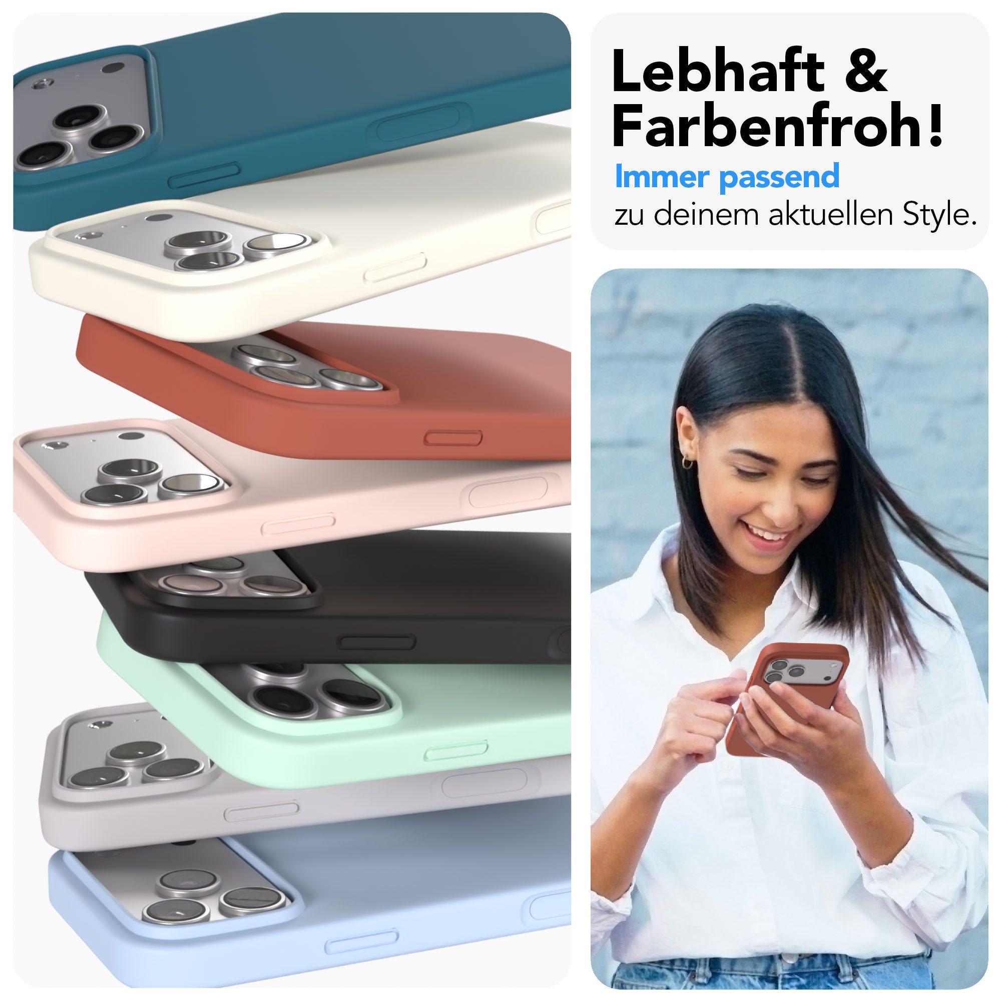EAZY CASE Handyhülle für Apple iPhone 17 Pro Max Hülle Silikon 6,9 Zoll, Silikonhülle Slimcover mit Displayschutz Hülle Cover Terrakotta