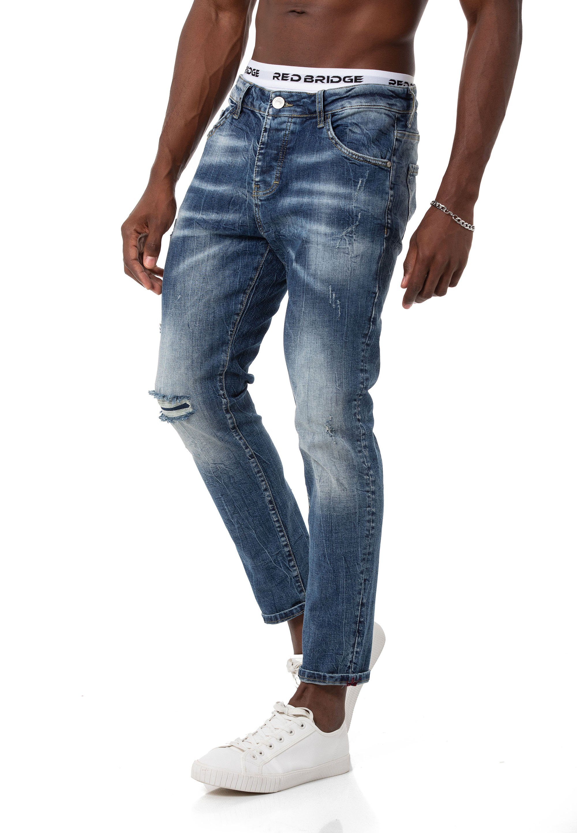 Denim Leg Pants RedBridge Blau Slim-fit-Jeans Straight Hose Distressed-Look