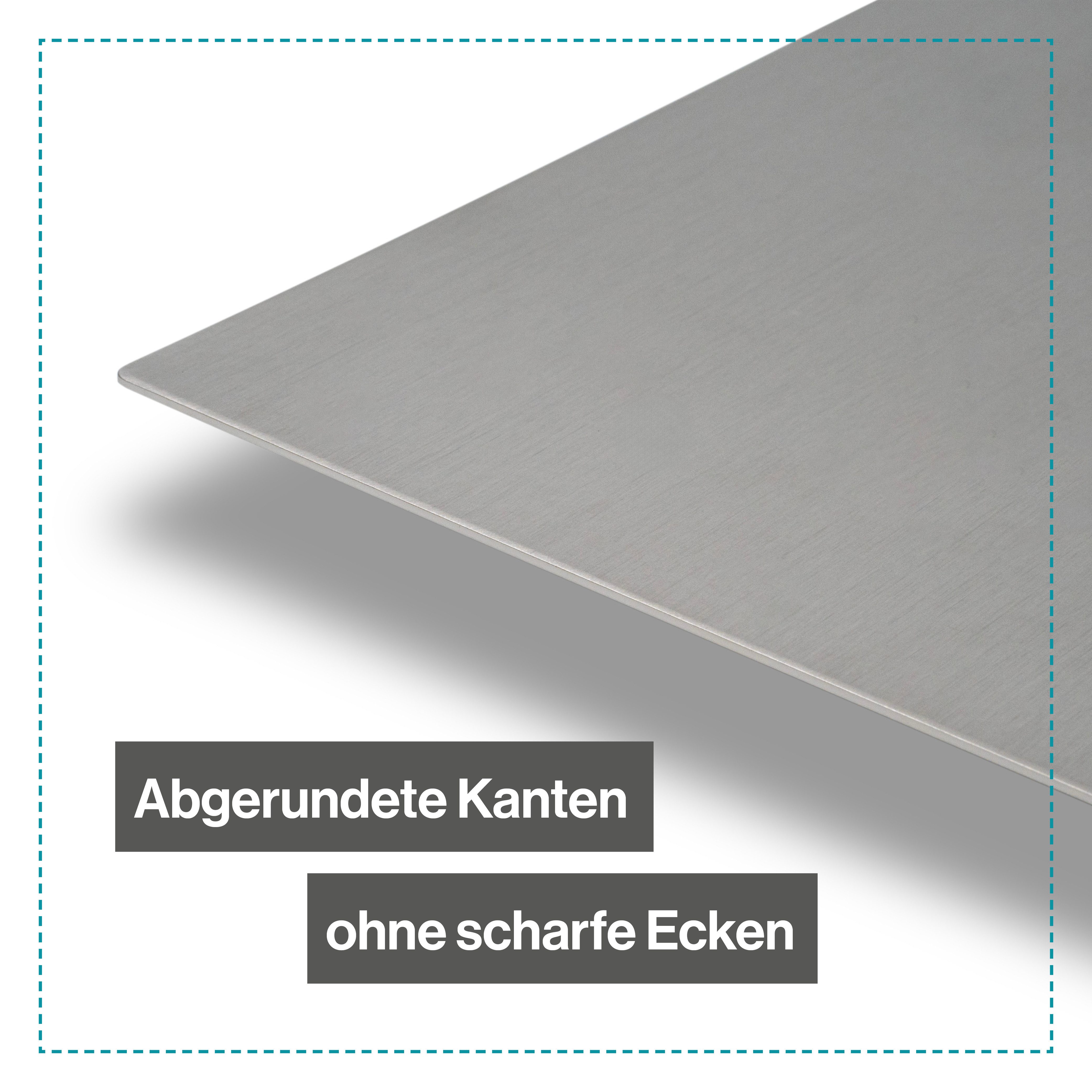 Feuerfest 123 GmbH Schneideunterlage Schneidebrett / Knetbrett aus Edelstahl - mit Anschlagkante, Für Kneten, Schneiden & Backen – 100 % Made in Germany