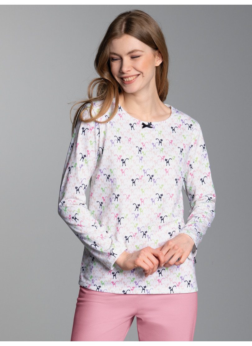Trigema Schlafanzug TRIGEMA Pyjama-Oberteil mit Allover-Katzen-Print (1 tlg)